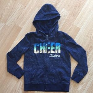 Justice CHEER sequin bling girls hoodie 6/7 EUC